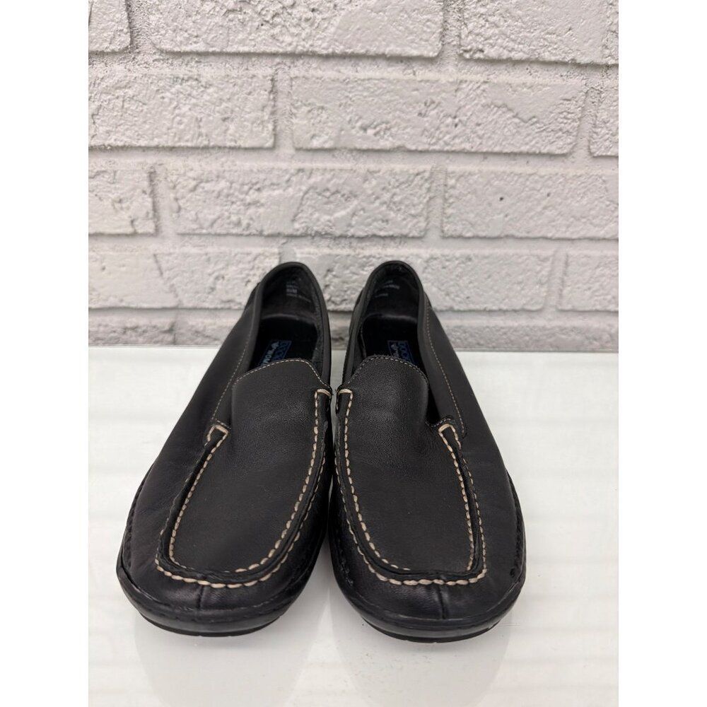 Dockers Women’s Black Leather Moc-Toe Loafers Shoes Size 8.5